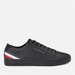 Tommy Hilfiger - Tommy Hilfiger TH Stripes Faux Leather Vulcanised Trainers - UK 10.5 (Mens)