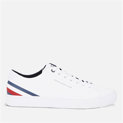 Tommy Hilfiger - Tommy Hilfiger TH Stripes Faux Leather Vulcanised Trainers - UK 10 (Mens)