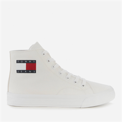 Tommy Jeans - Tommy Jeans Women's Mid Cup Canvas Hi-Top Trainers - White - UK 3.5 (Womens)