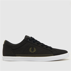 Fred Perry - Fred Perry baseline twill trainers in black & green (Mens)