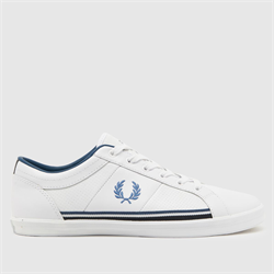Fred Perry - Fred Perry baseline leather trainers in white & navy (Mens)