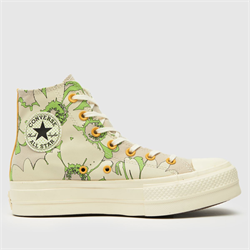 Converse - Converse ctas lift summer florals hi trainers in white & green (Womens)