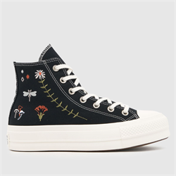 Converse - Converse all star lift enchanted garden trainers in black & white (Womens)